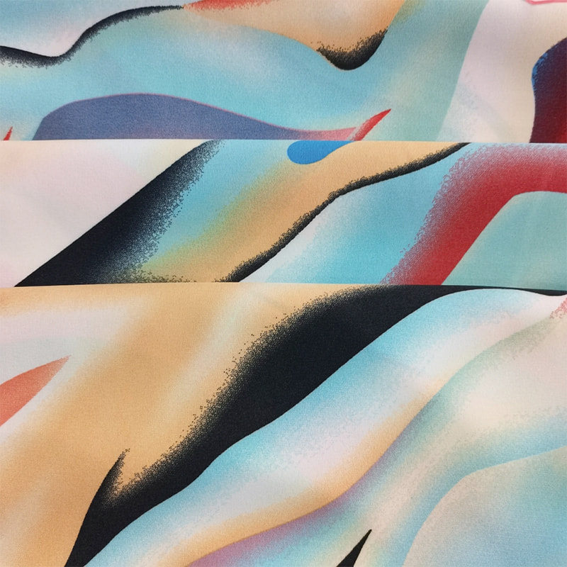 TIME-15-2-1 150CM Bredde Lett Vekt 110GSM 4-veis Stretch Print Mønster Polyester Stoff