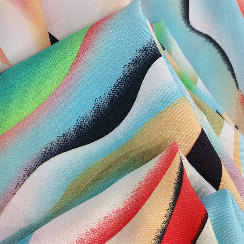 TIME-15-2-1 150CM Bredde Lett Vekt 110GSM 4-veis Stretch Print Mønster Polyester Stoff